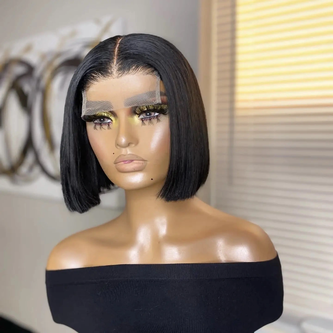 Vietnamese Natural Black 5x5 closure straight bob wig