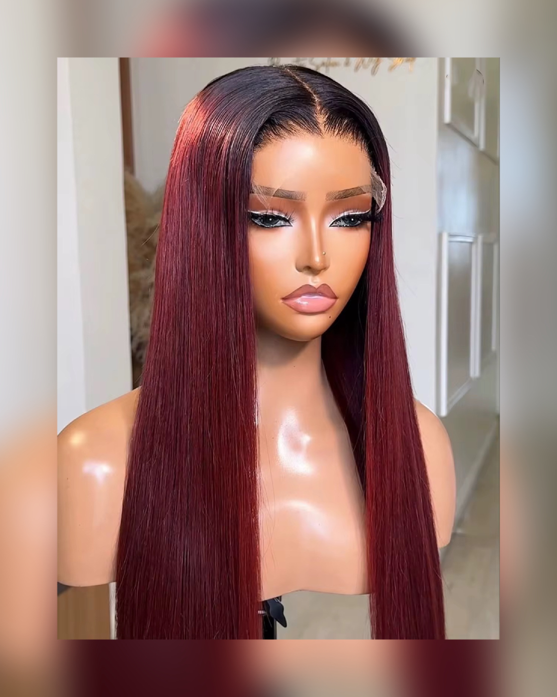 Wholesale Vietnamese Double Drawn Human Hair Wigs 1B/99J (2/8) Glueless 4x4 Wigs Straight Two Tone Color