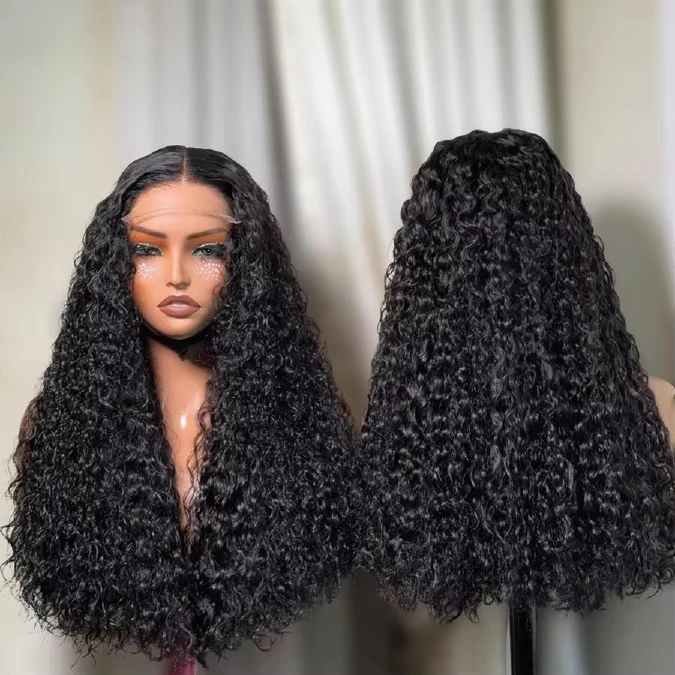 Wholesale 14A Double Drawn SDD 5X5 Glueless Curly Wig 5x5 Natural Color SDD Curly Wig