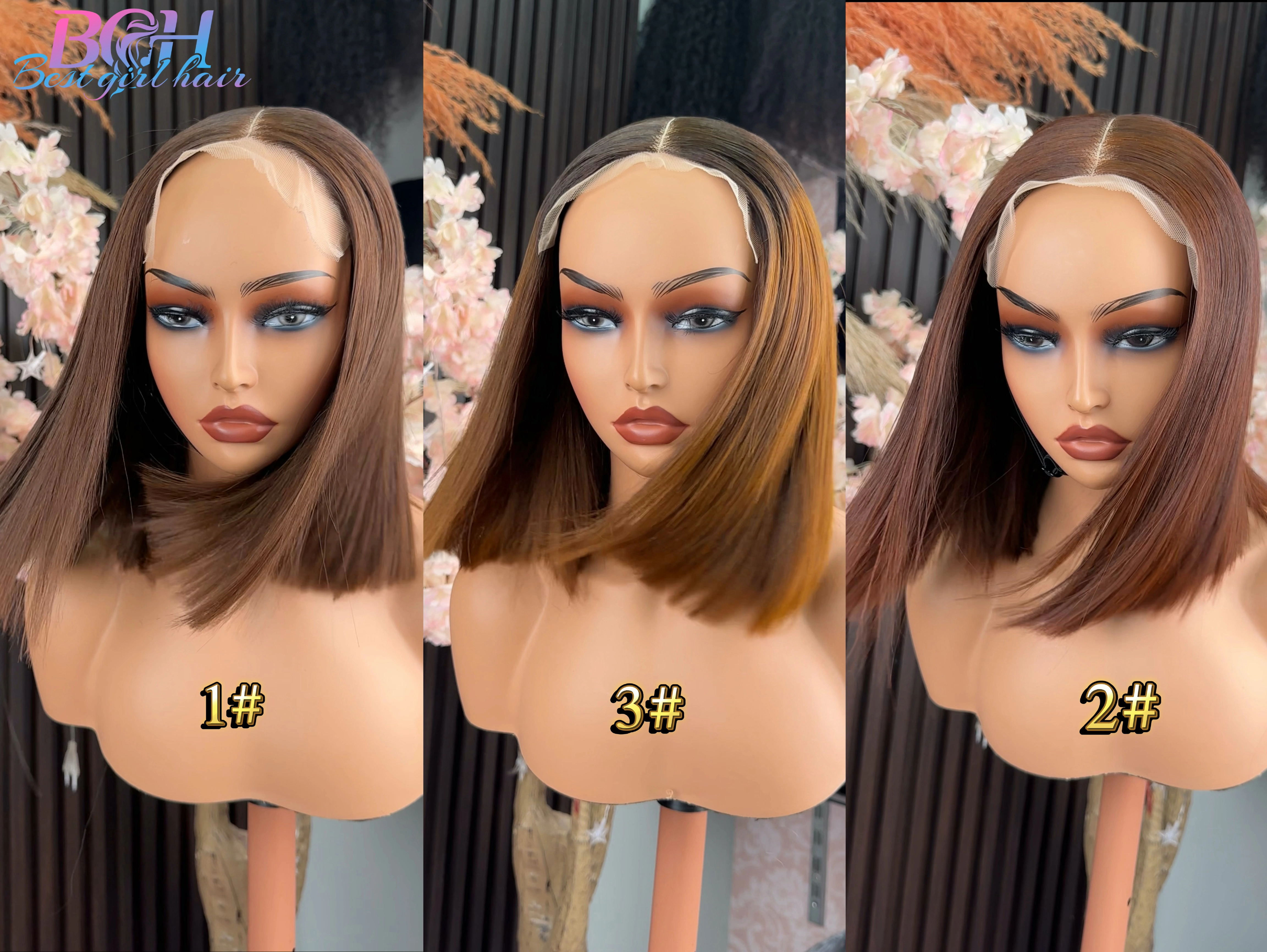Wholesale 16A Raw Hair Bob 5x5 Glueless Bob Wigs Vietnamese Raw Hair 5x5 Color Wig 1# & 2# & 3#